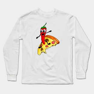 Pepperoni Pizza Surfing Long Sleeve T-Shirt